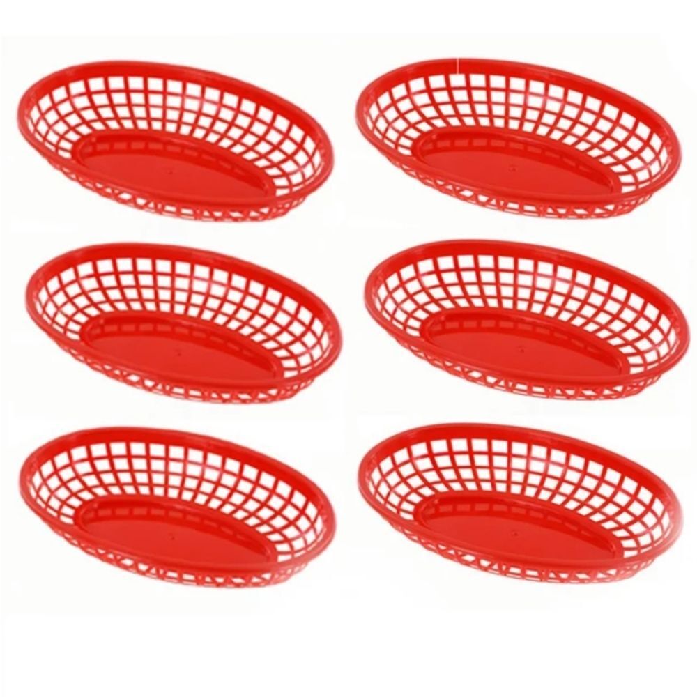 Tablecraft Red Oval Serving Baskets- Set of 6